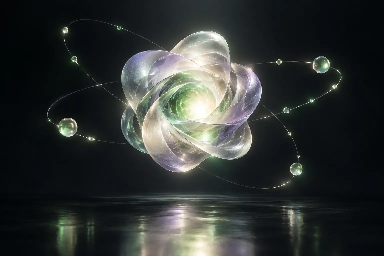 An abstract glass intelligence core with connected light paths